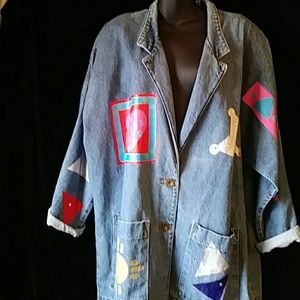 Sunbelt Sportswear painted blue denim jacket-sz Lv